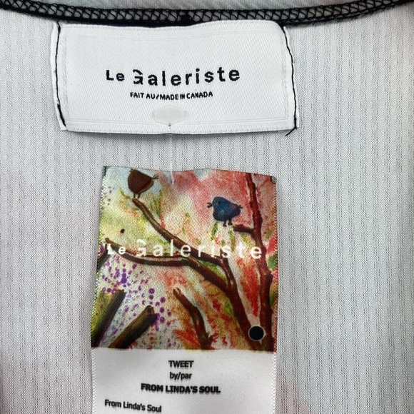 Le Galeriste Tweet Vest Cardigan Wearable Art Women Small Pink Purple Sleeveless - Picture 3 of 12